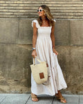 Women's Elegant Sleeve Smocked Maxi Dress