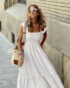 Women's Elegant Sleeve Smocked Maxi Dress