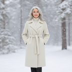 Women's Elegant Belted Long Coat-NovabayMart