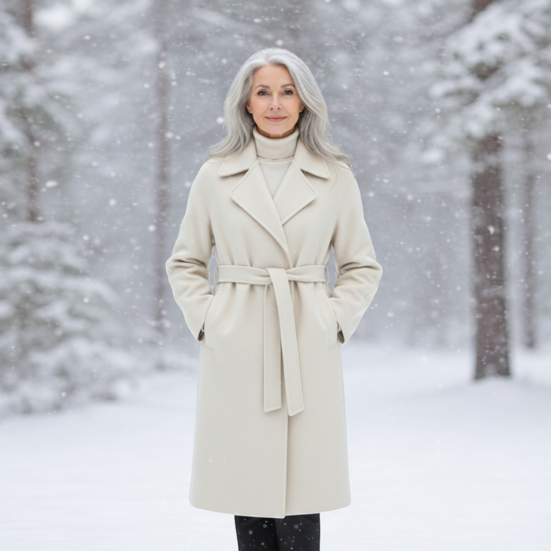 Women's Elegant Belted Long Coat-NovabayMart