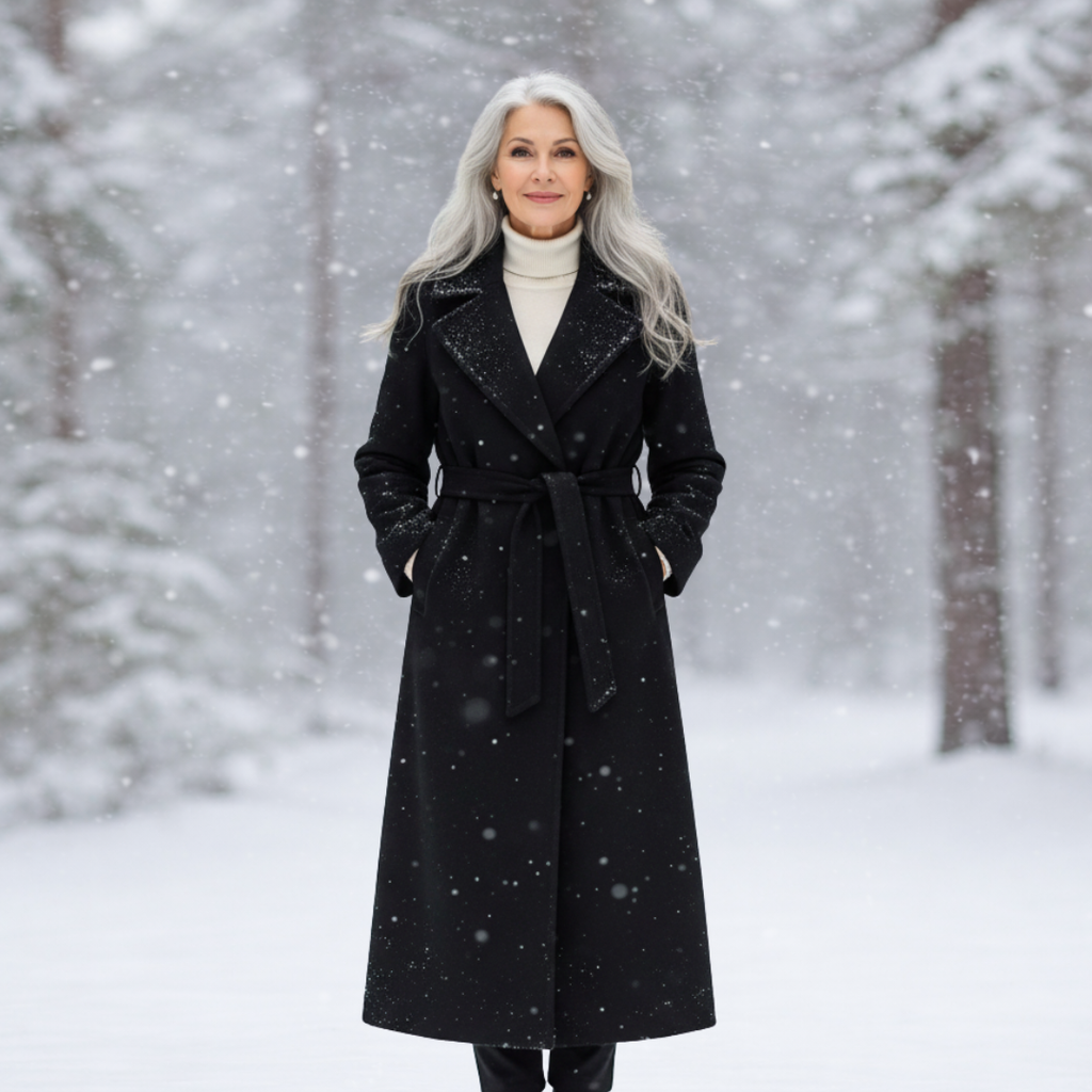 Women's Elegant Belted Long Coat-NovabayMart