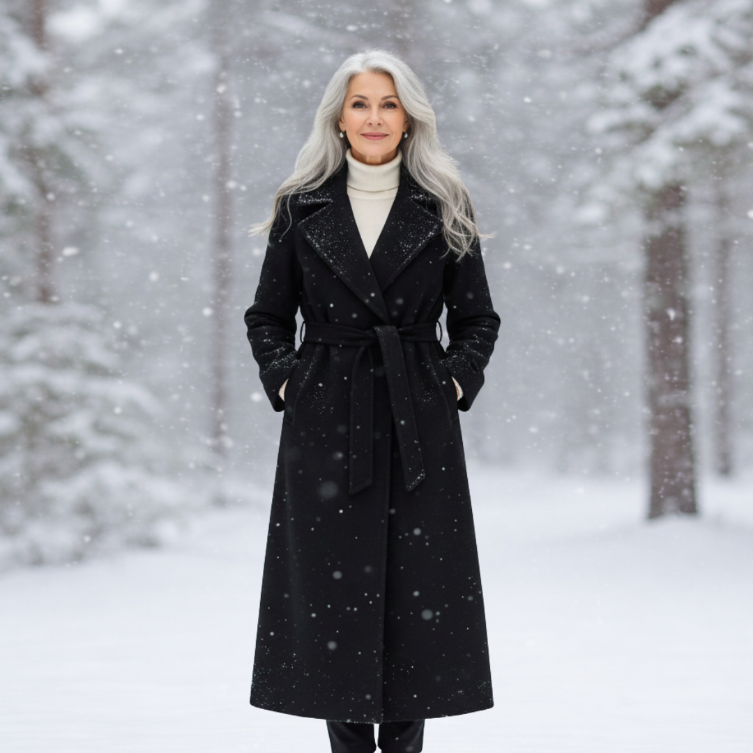 Women's Elegant Belted Long Coat-NovabayMart