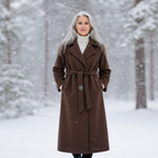 Women's Elegant Belted Long Coat-NovabayMart
