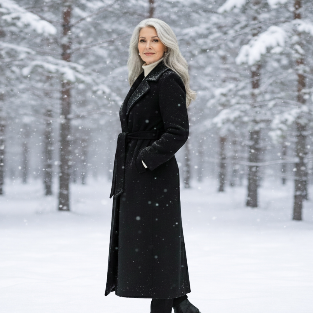 Women's Elegant Belted Long Coat-NovabayMart