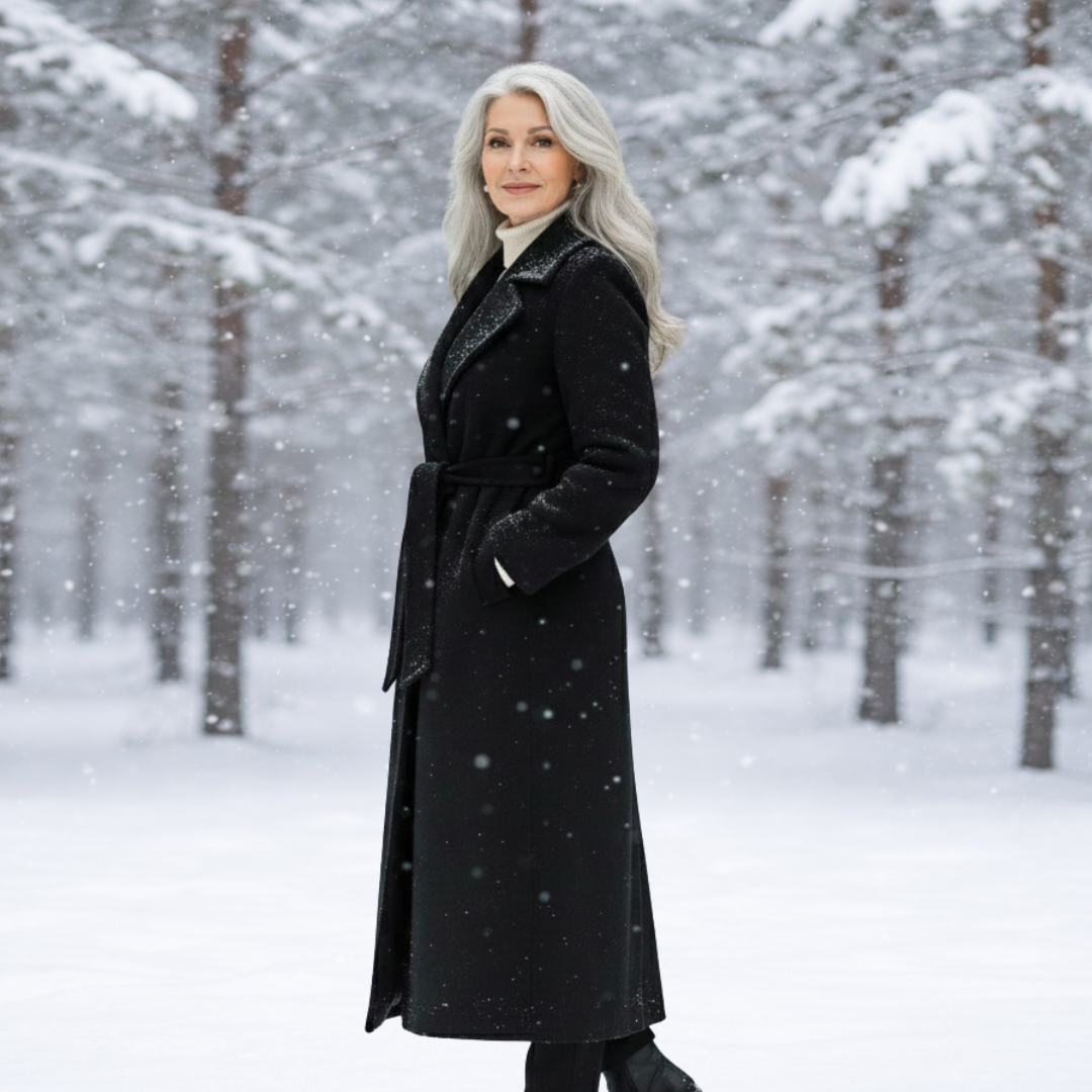 Women's Elegant Belted Long Coat-NovabayMart
