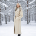 Women's Elegant Belted Long Coat-NovabayMart