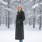 Women's Elegant Belted Long Coat-NovabayMart
