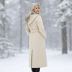 Women's Elegant Belted Long Coat-NovabayMart