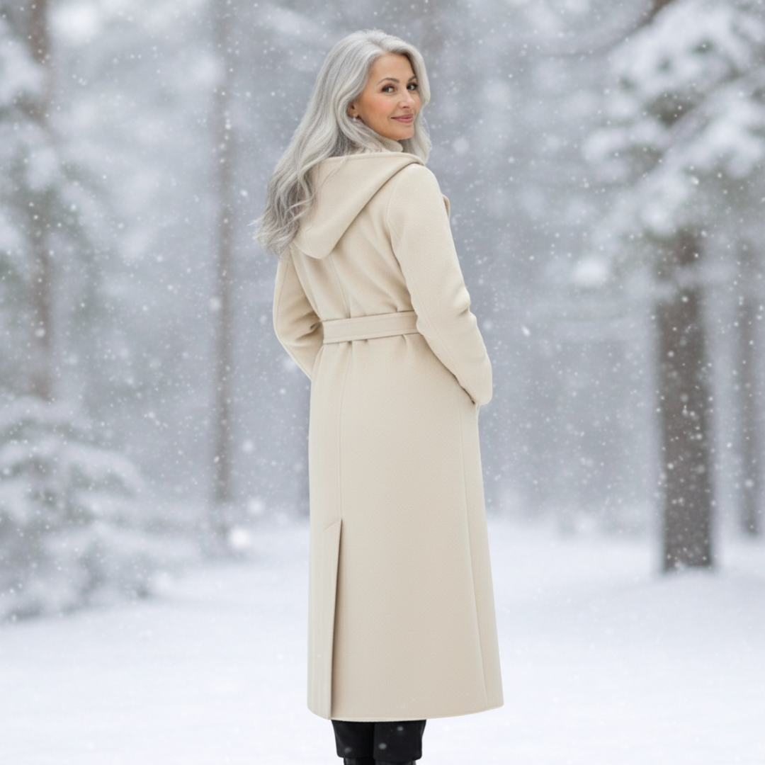 Women's Elegant Belted Long Coat-NovabayMart