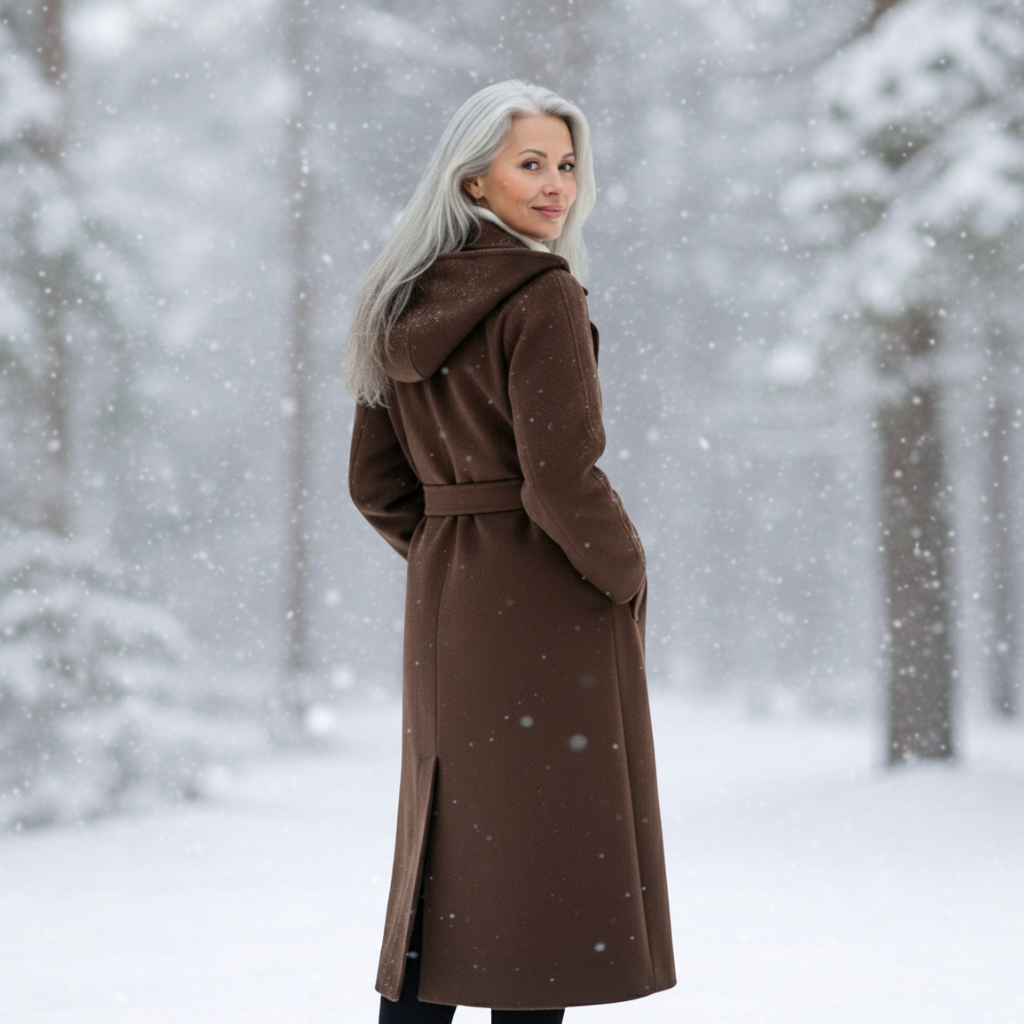 Women's Elegant Belted Long Coat-NovabayMart