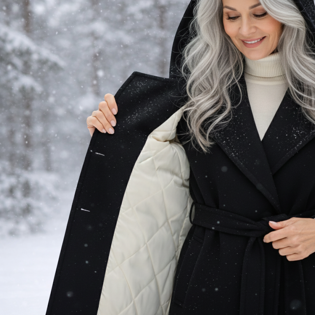 Women's Elegant Belted Long Coat-NovabayMart