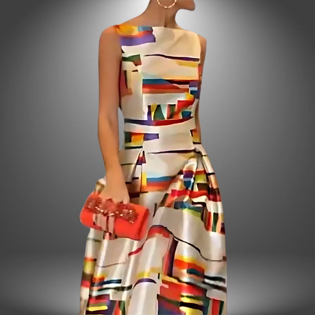 Women's Striking Geometric Print Maxi Dress