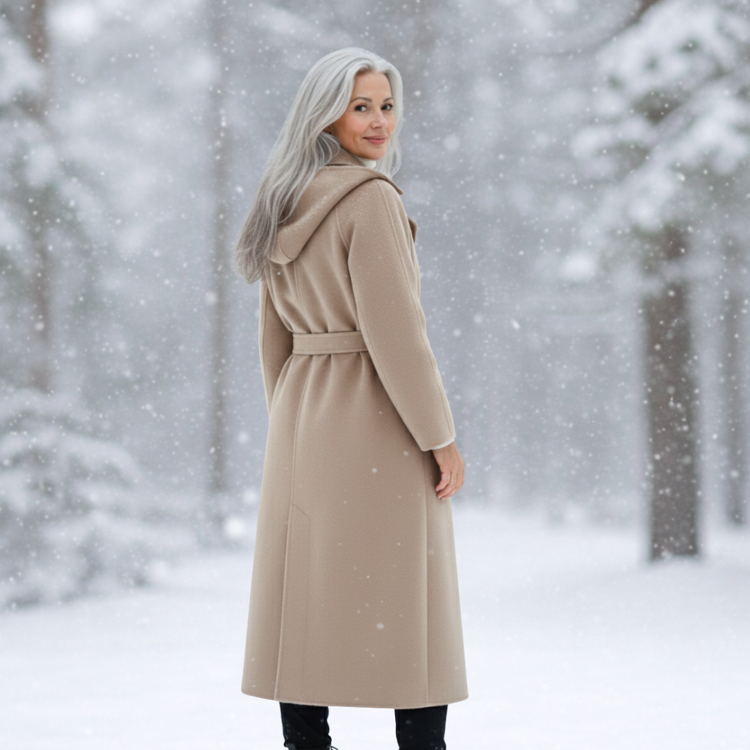 Women's Elegant Belted Long Coat-NovabayMart