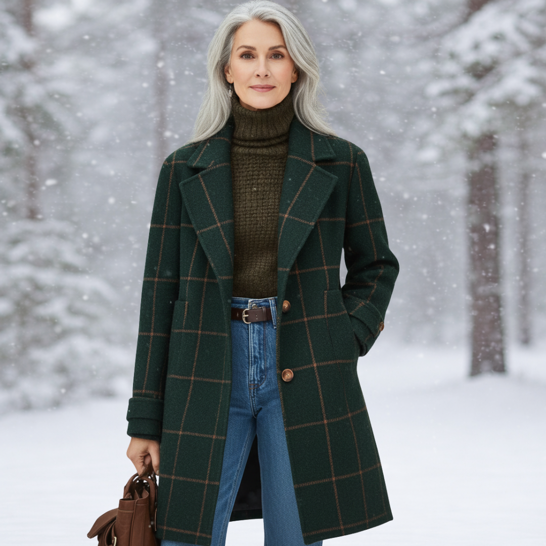 Women's Classic Check Coat-NovabayMart