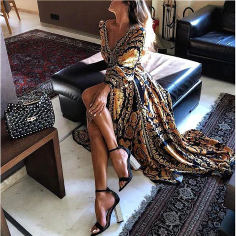 Women's Bohemian Maxi Dress - Elegant & Flowy Style