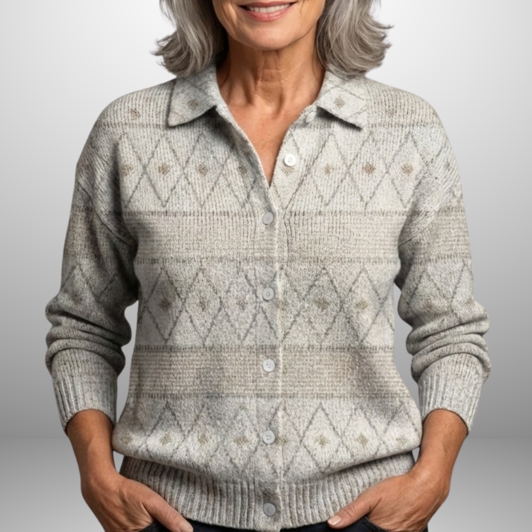 Women's Vintage Abstract Buttoned Sweater-NovabayMart