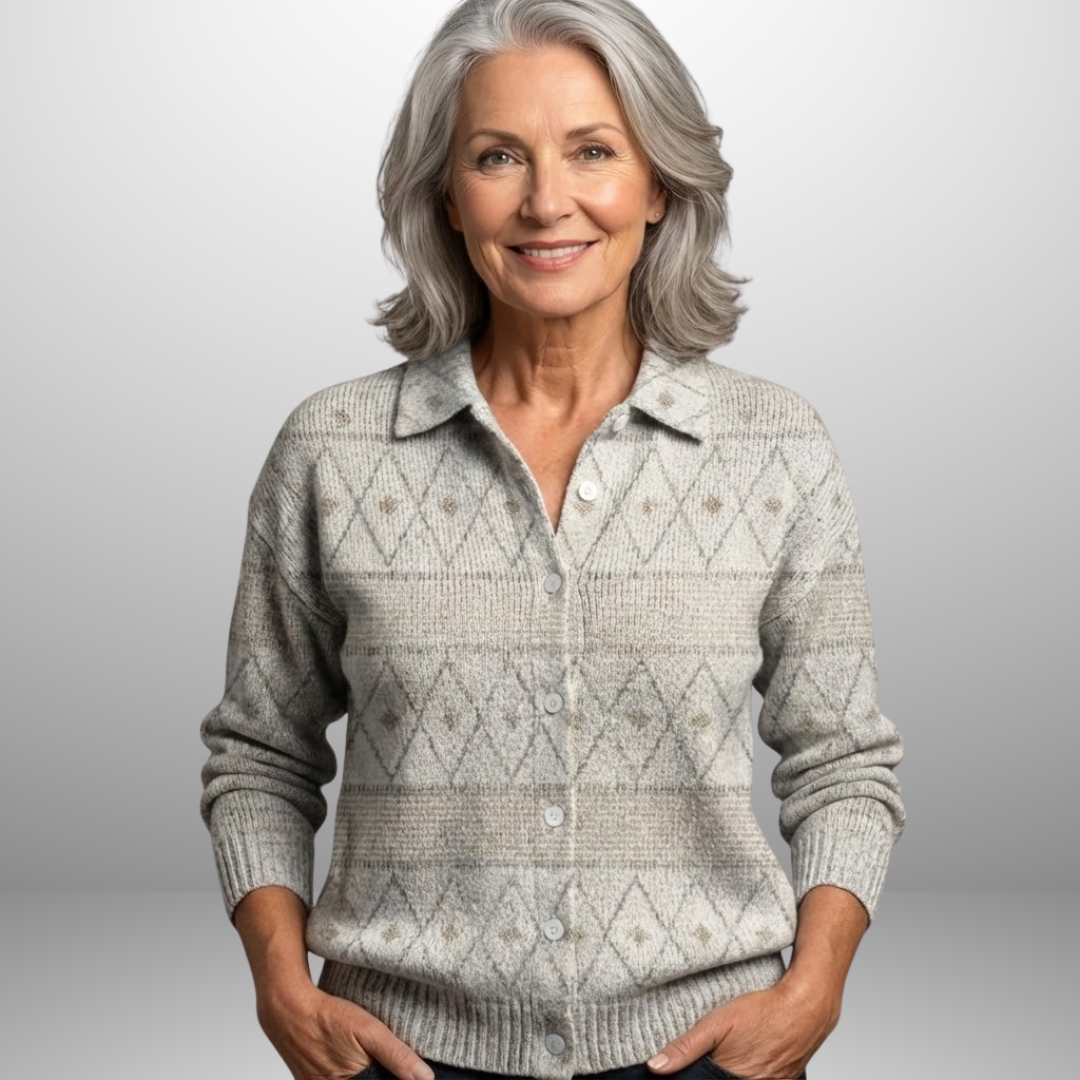 Women's Vintage Abstract Buttoned Sweater-NovabayMart