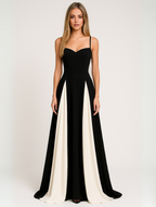 Women's Elegant Contrast Panel Dress - Portofino Style
