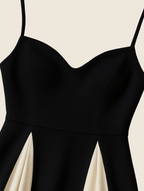 Women's Elegant Contrast Panel Dress - Portofino Style