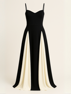 Women's Elegant Contrast Panel Dress - Portofino Style