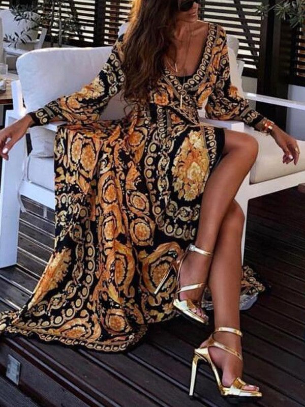 Women's Bohemian Maxi Dress - Elegant & Flowy Style