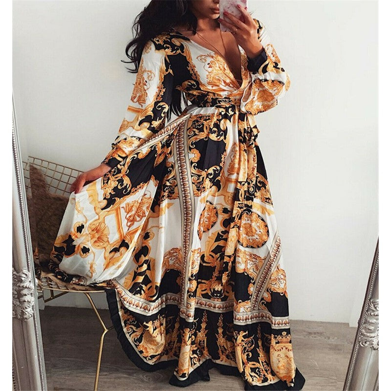 Women's Bohemian Maxi Dress - Elegant & Flowy Style