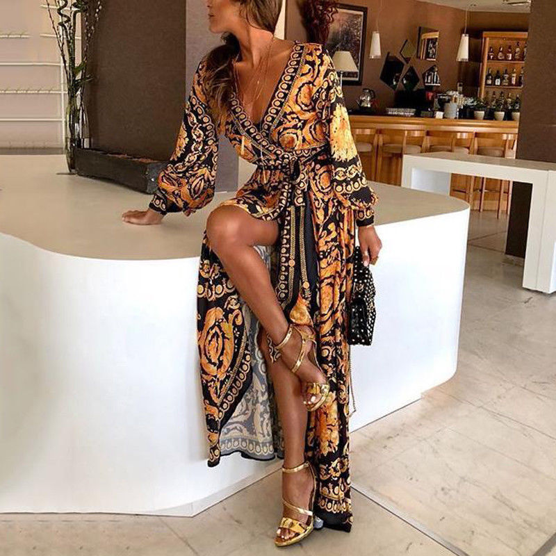 Women's Bohemian Maxi Dress - Elegant & Flowy Style
